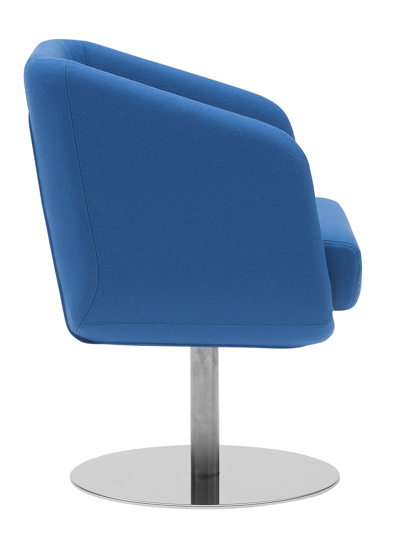 Blauer Shelly Sessel mit Drehfuß aus Metall, moderne Sitzmöbel für Wohnzimmer und Büro.