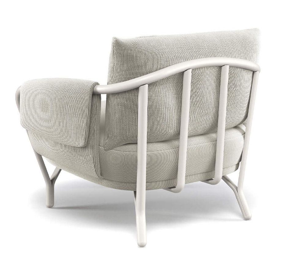 Angel Lounge Chair Sessel Outdoor Emu, weiße Outdoor-Sitzgelegenheit mit Rückenlehne und Armlehne, Gartenmöbel.