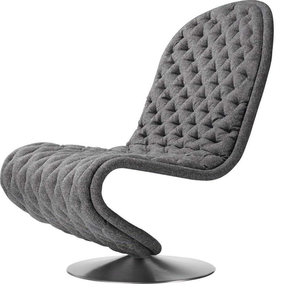 Grauer System 1-2-3 Lounge Sessel von Verpan mit rundem Fuß und gesteppter Polsterung.