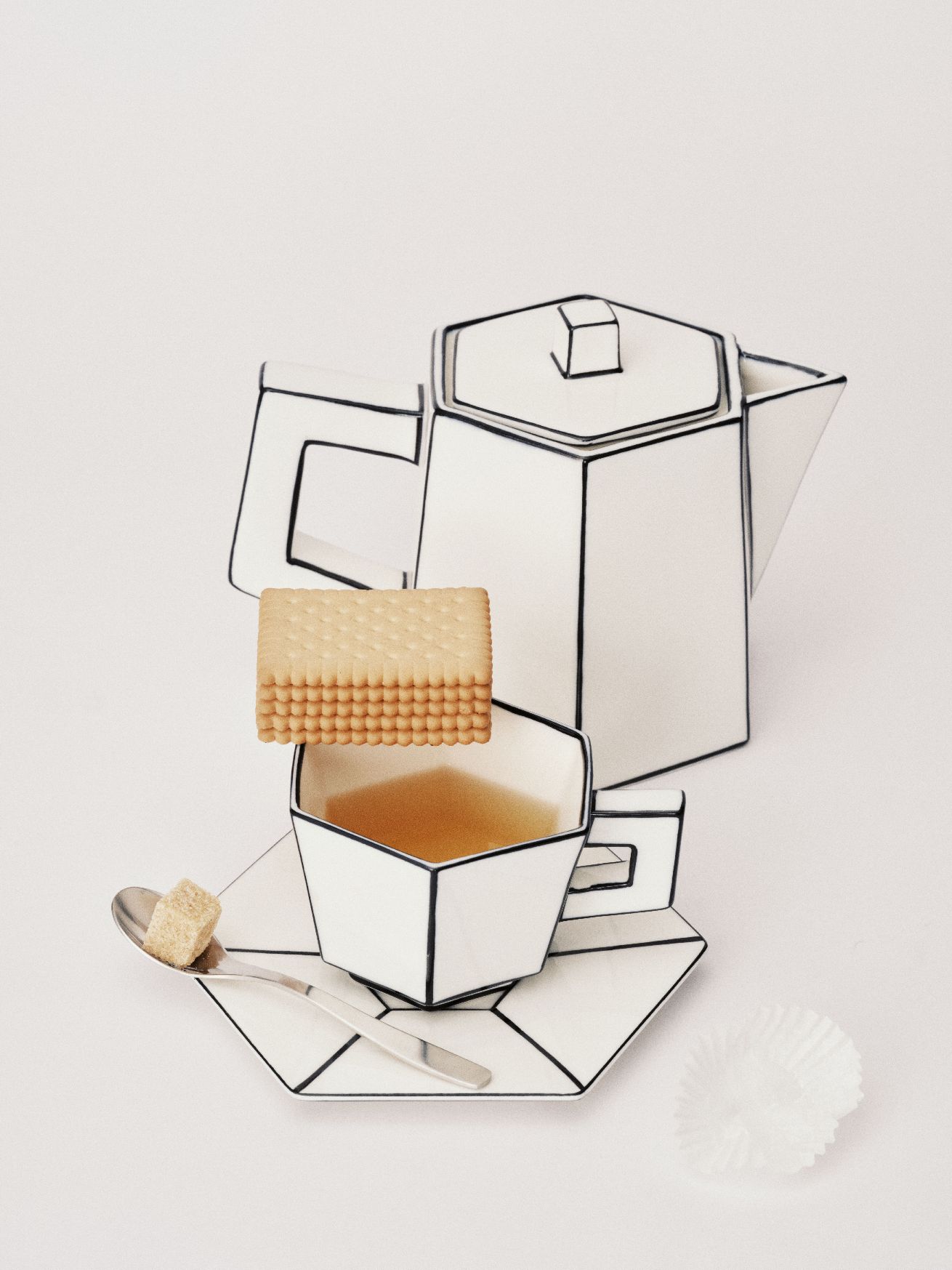 Capuccino-kopje wit/zwart Carte Blanche Serax  