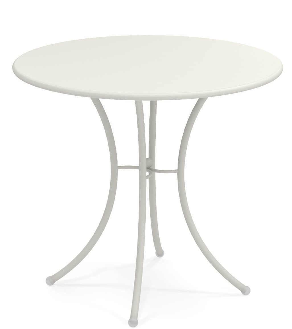 Pigalle Tisch rund Outdoor Emu, weißer Gartentisch mit filigranem Metallgestell für Terrasse und Balkon.