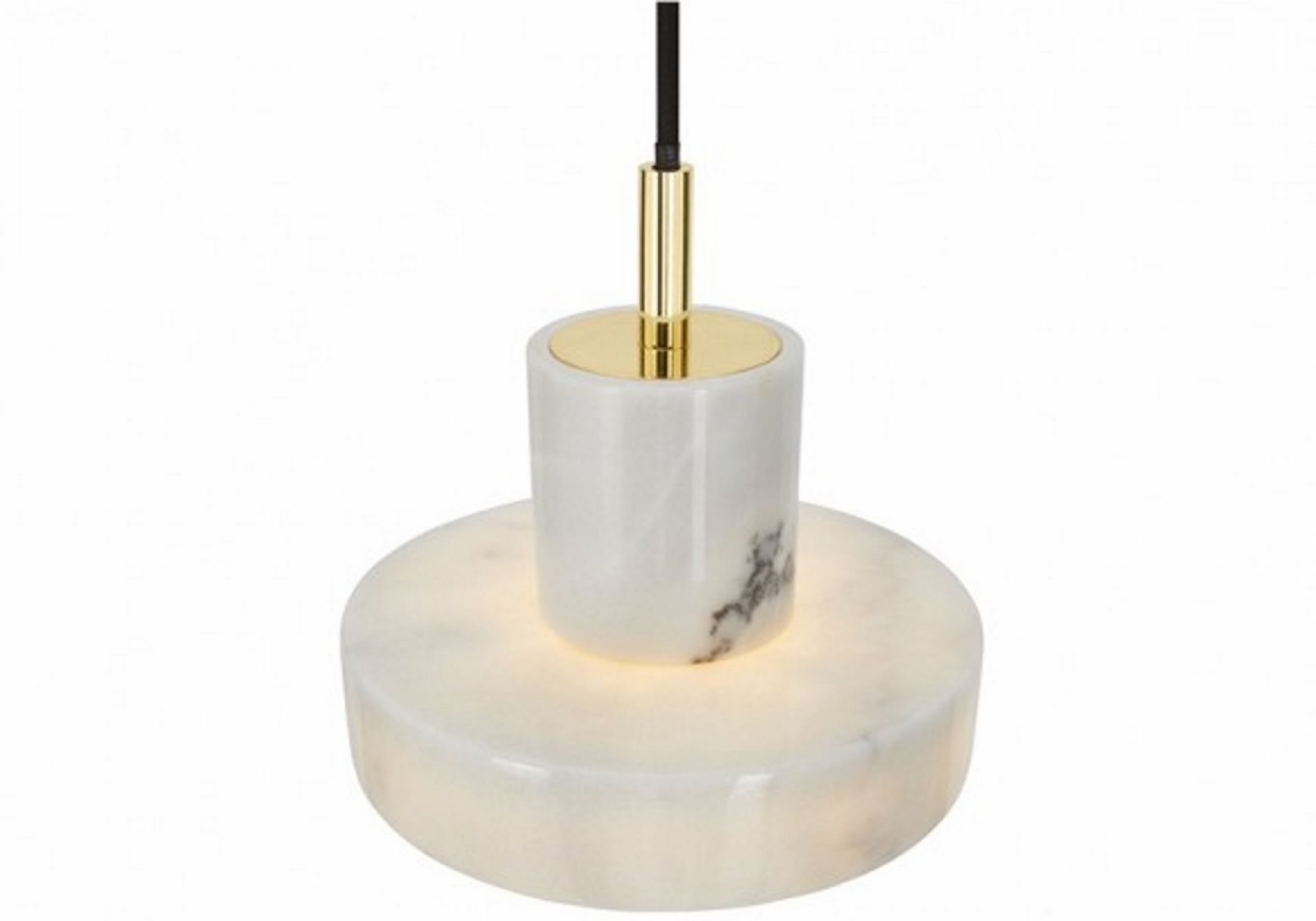 Stone LED Pendelleuchte von Tom Dixon aus weißem Marmor mit goldenen Akzenten. Moderne Hängelampe.