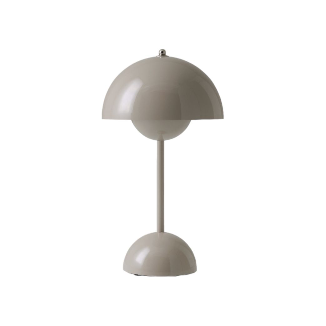 Flowerpot VP9 Tischleuchte in Grau-Beige: Akkuleuchte für den Innenbereich, modernes Design.