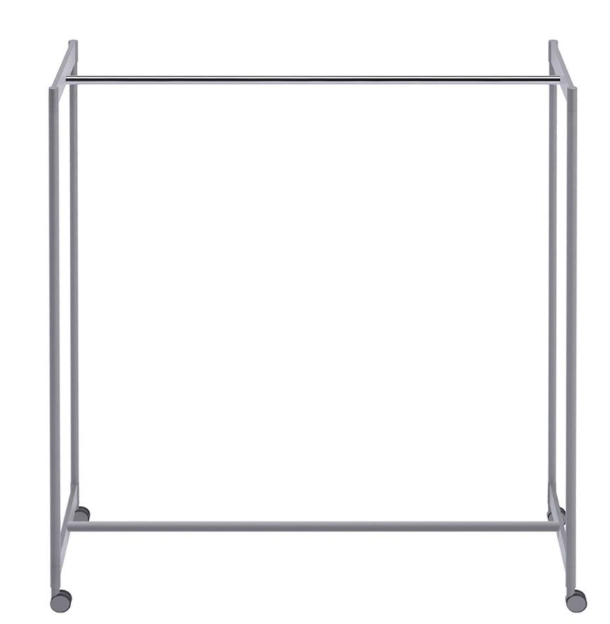 Grauer Meeting Kleiderbügelständer von Rexite mit Rollen, ideal für Büro und Konferenzräume.