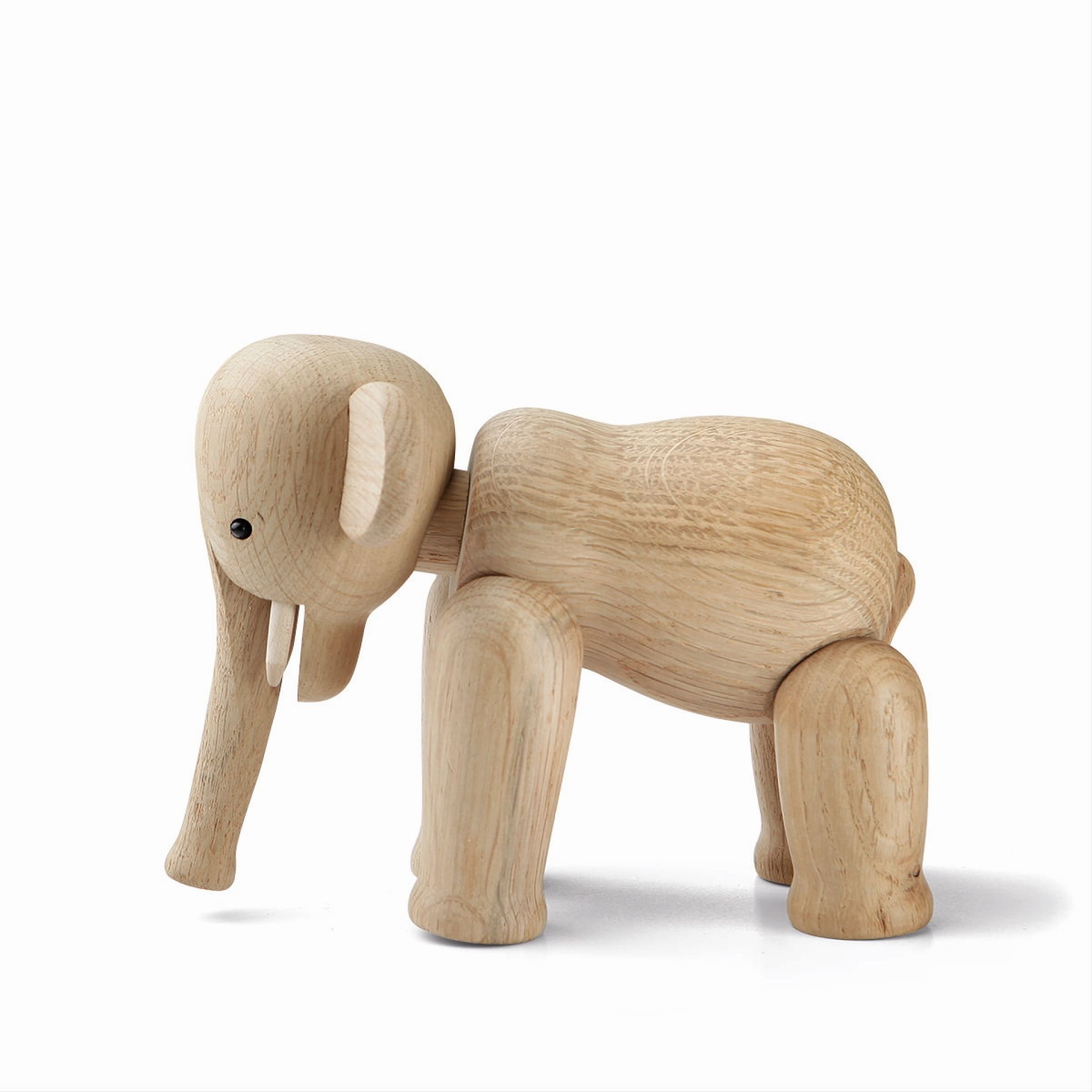 Detailansicht: Kay Bojesen Elefant Holzfigur, Miniatur Designobjekt aus hellem Holz.