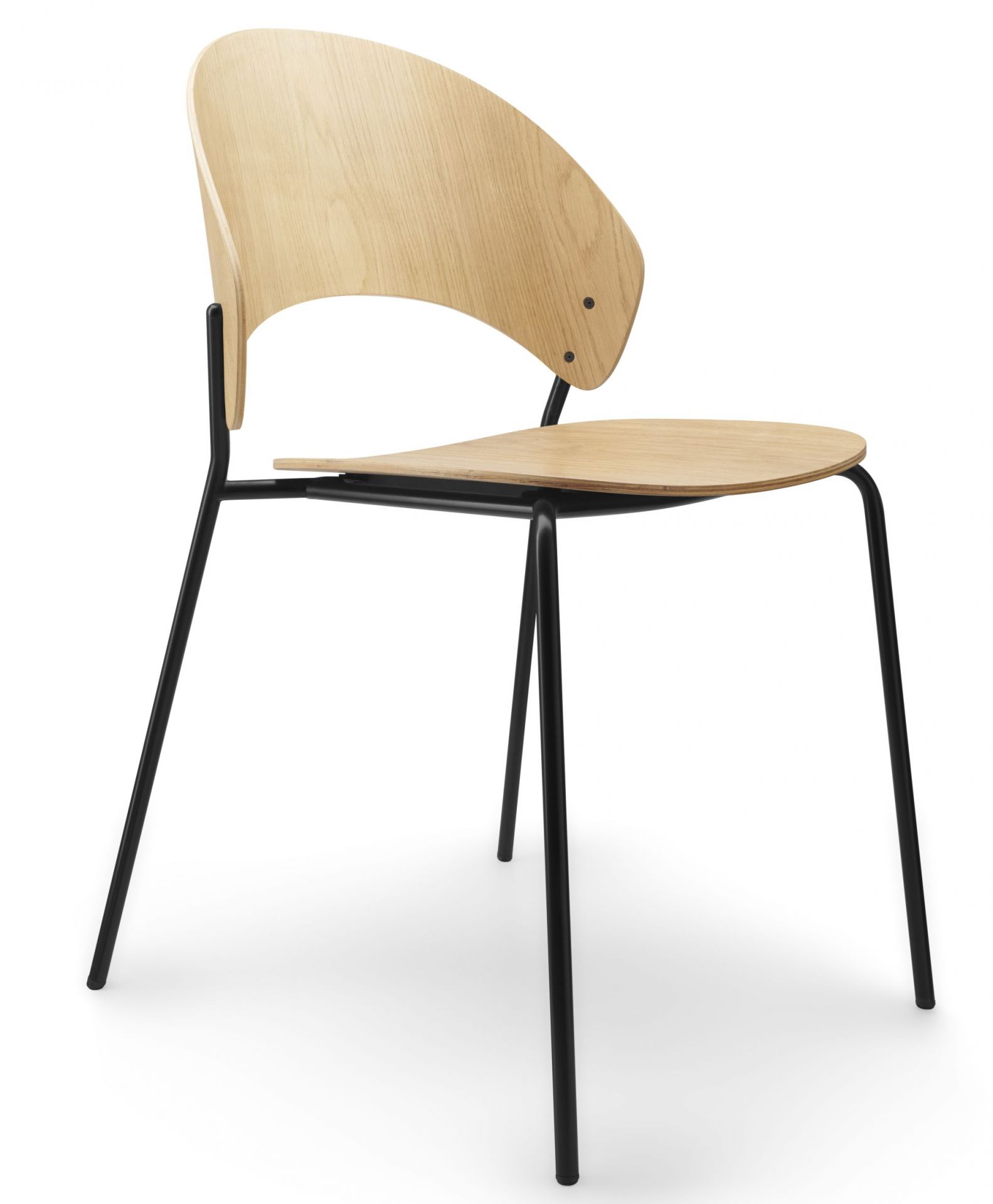 Dosina Stuhl von Eva Solo: Holzstuhl mit schwarzem Metallgestell, modernes Design für Esszimmer.