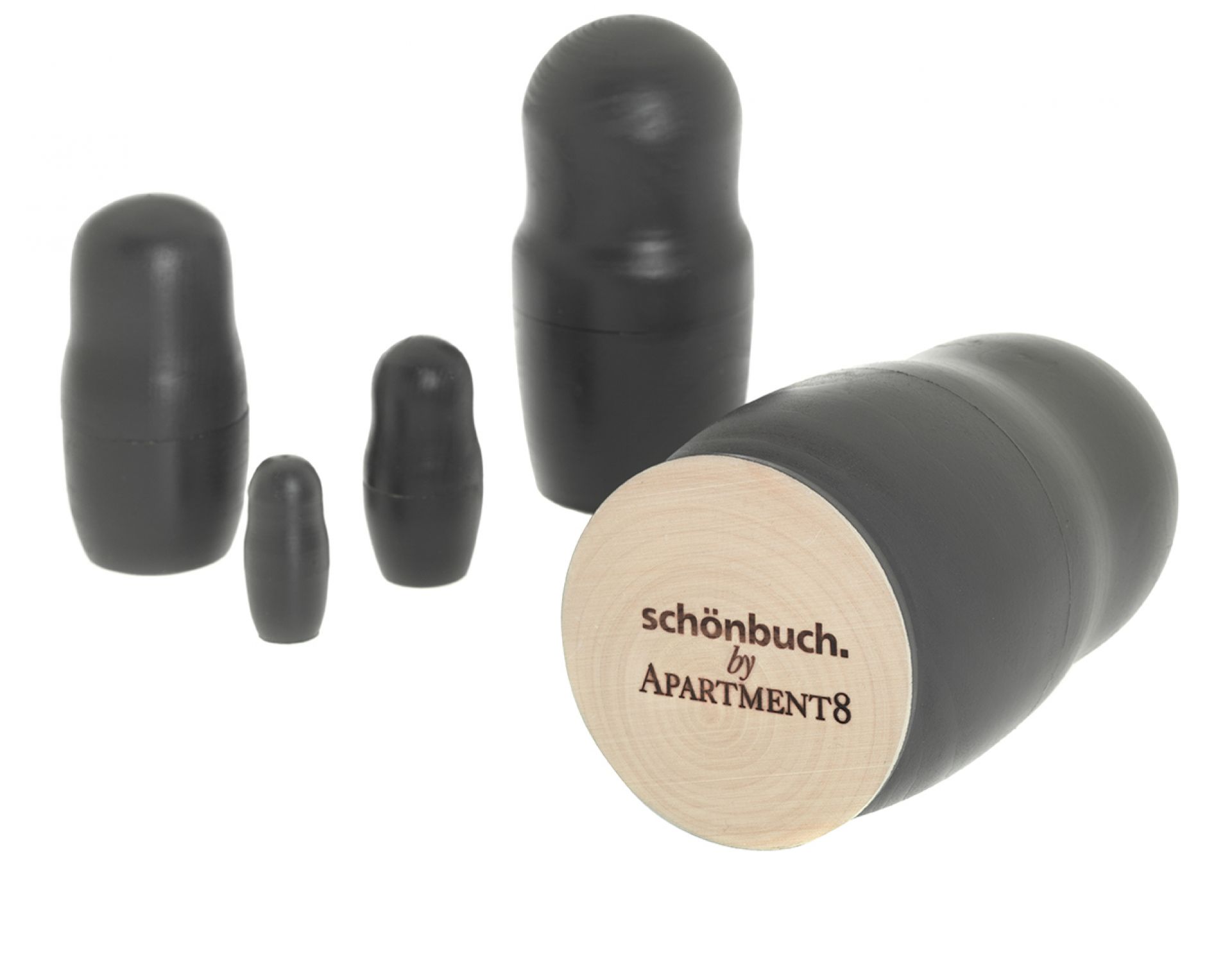 Schönbuch Colour Dolls: Schwarze Holzpuppen, Matroschka-Puppen Set in verschiedenen Größen, dekoratives Wohnaccessoire.