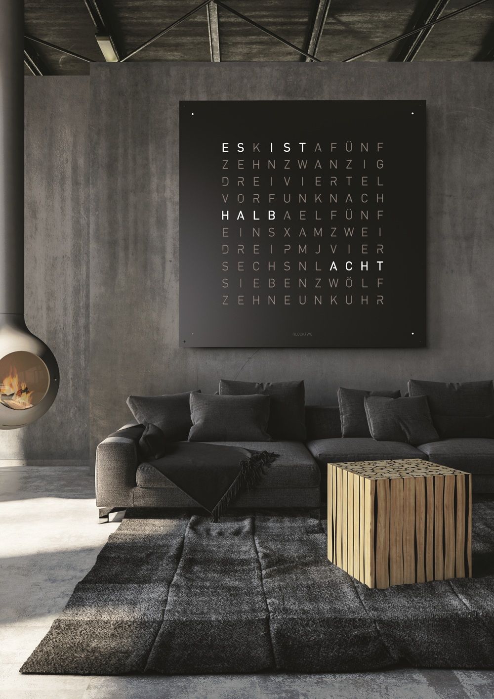 Earth 180 Creator's Edition wandklok / Tijdsobject Duits QLOCKTWO