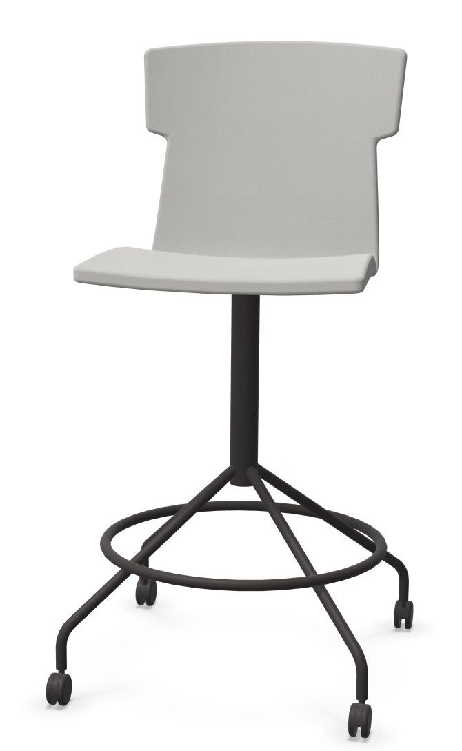 Co-Chair Bürodrehstuhl von Cascando, grauer Hocker mit Rollen, ideal für Büro und Homeoffice.