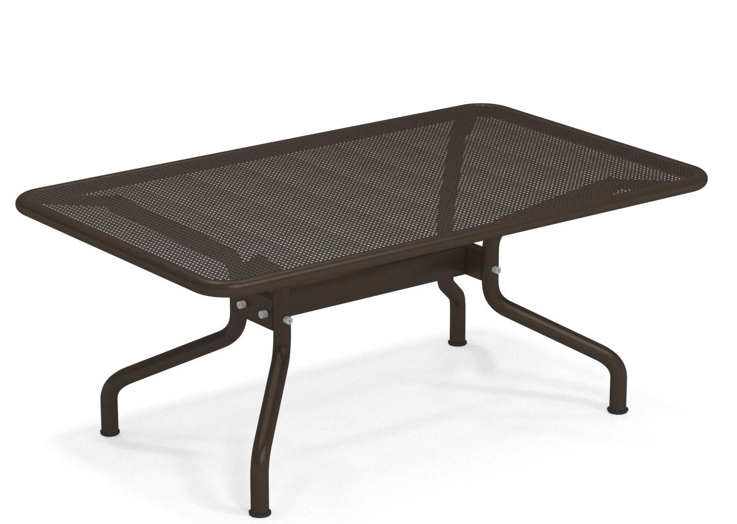 Athena Couchtisch von Emu für den Außenbereich, brauner Metall-Couchtisch mit rechteckiger Tischplatte.