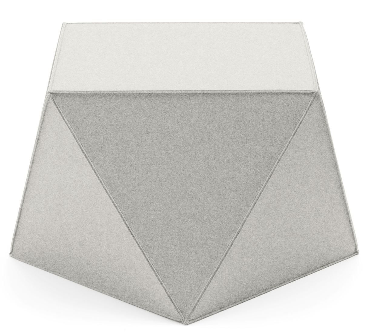 Grauer Diamond Sitzhocker von HEY-SIGN by BWF Group, moderner Filzhocker in geometrischer Form.