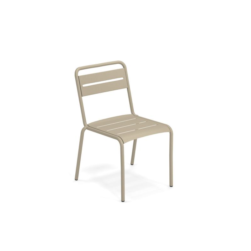 Beiger Emu Star Stuhl aus Metall, Gartenstuhl für den Außenbereich, minimalistisches Design.