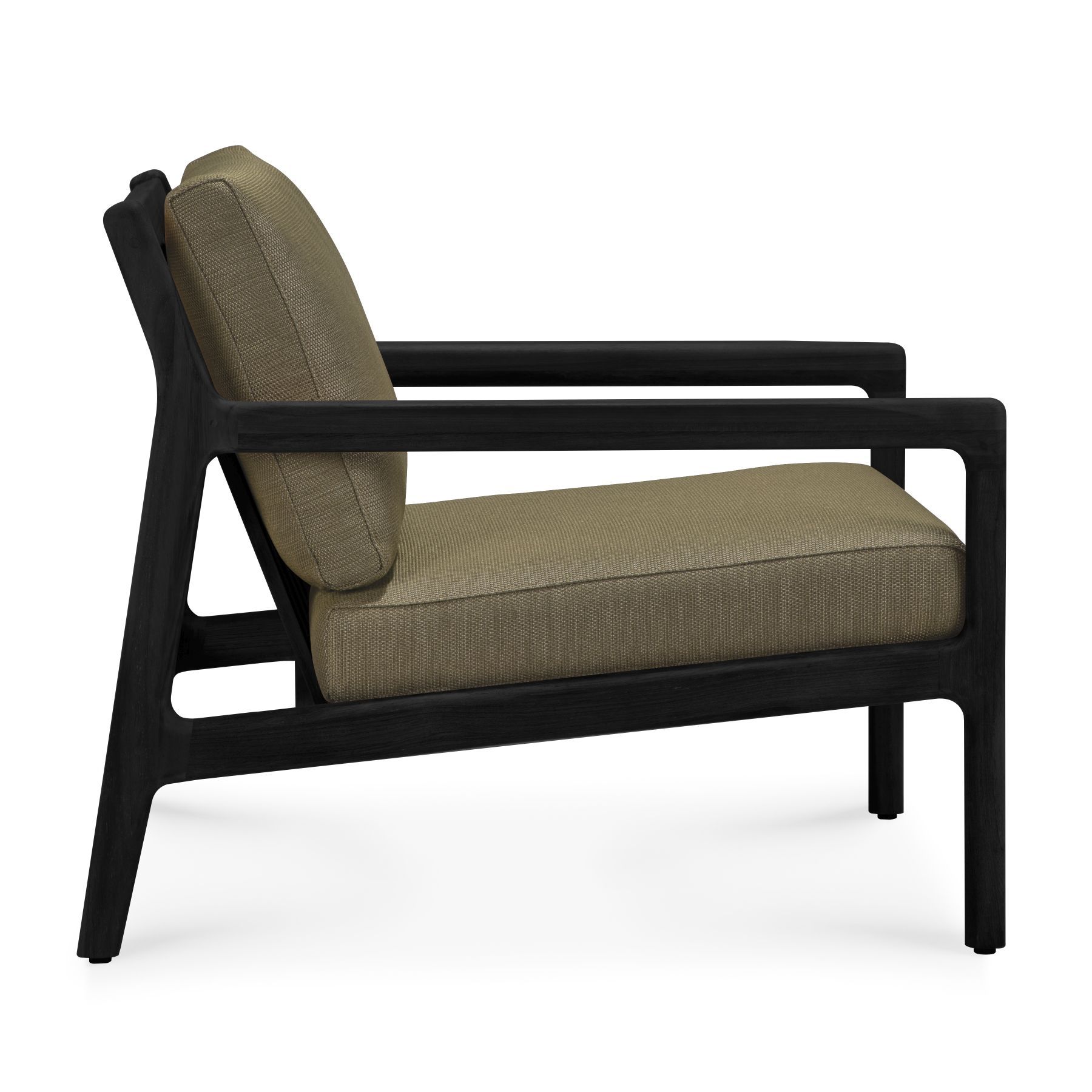 Jack Outdoor-loungestoel, teak, zwart gelakt, groene stof, Ethnicraft