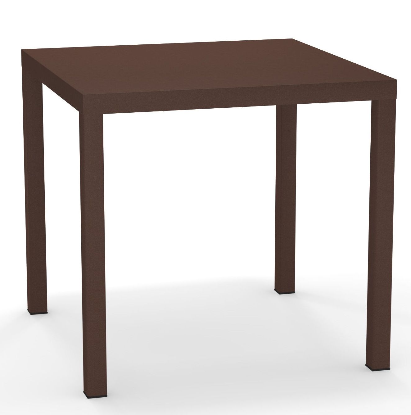 Quadratischer Emu Nova Tisch für den Garten, braunes Metallgestell, moderne Outdoor-Möbel.