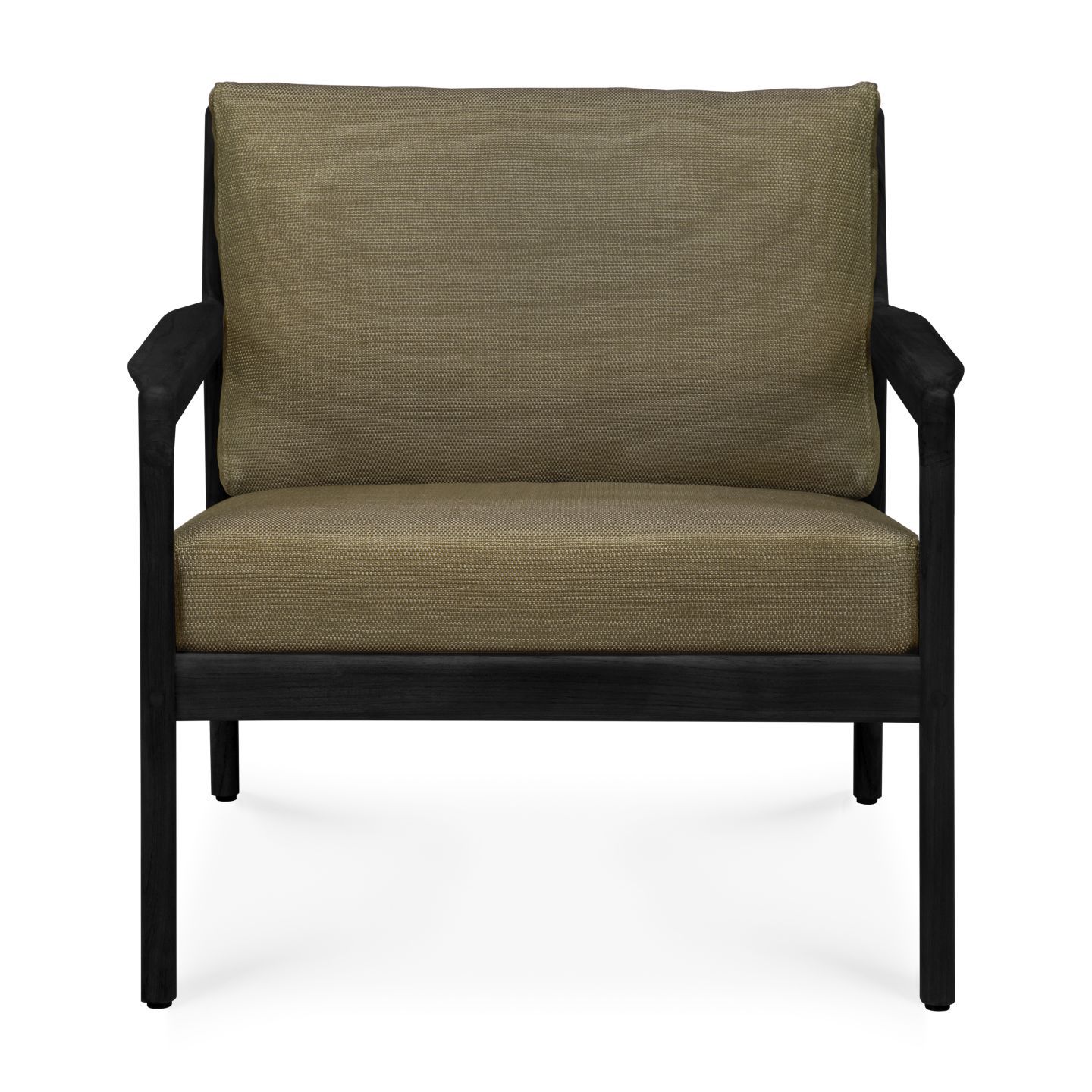 Jack Outdoor-loungestoel, teak, zwart gelakt, groene stof, Ethnicraft