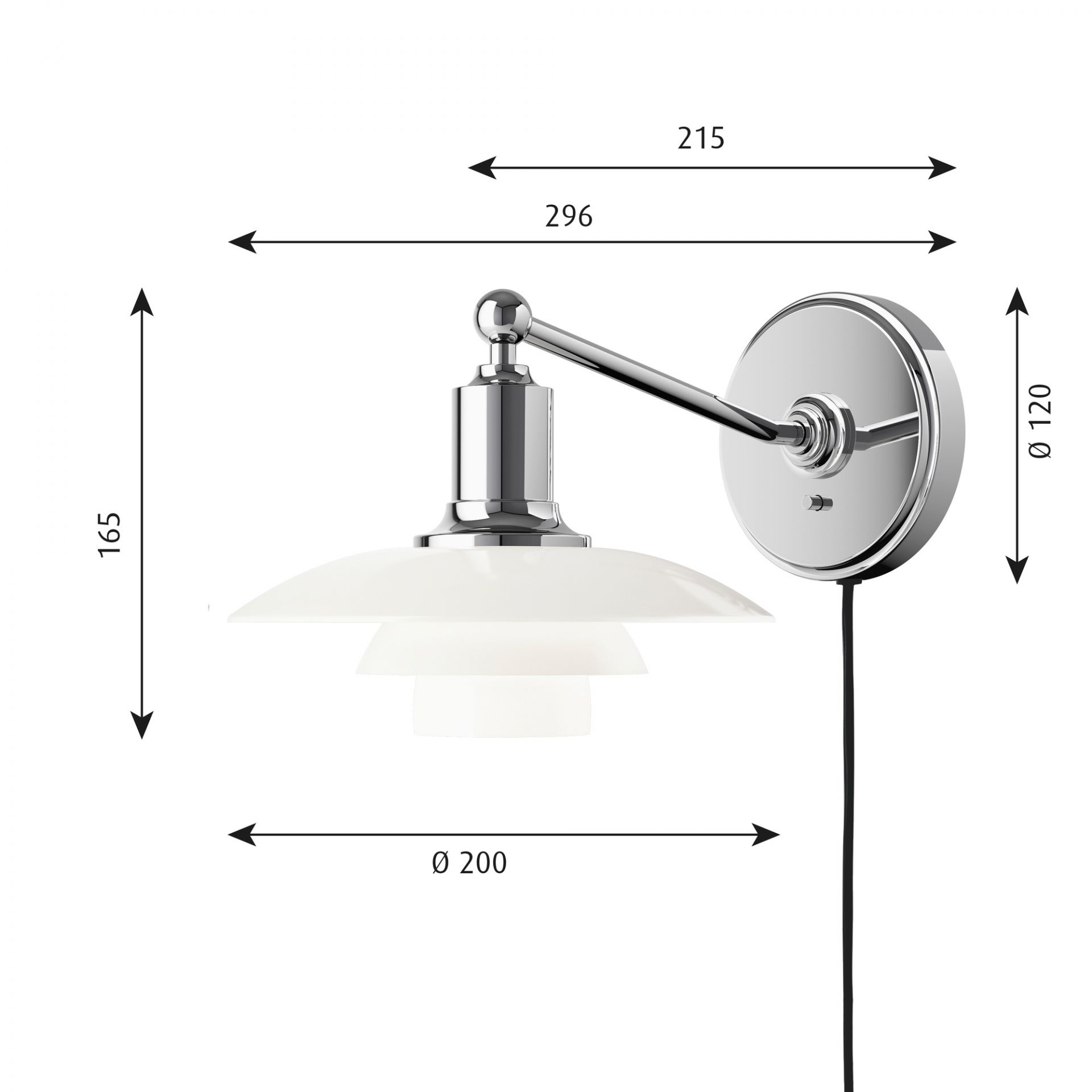PH 2/1 Wandleuchte von Louis Poulsen, Design-Klassiker mit Opalglas, Wandlampe für stilvolle Beleuchtung.