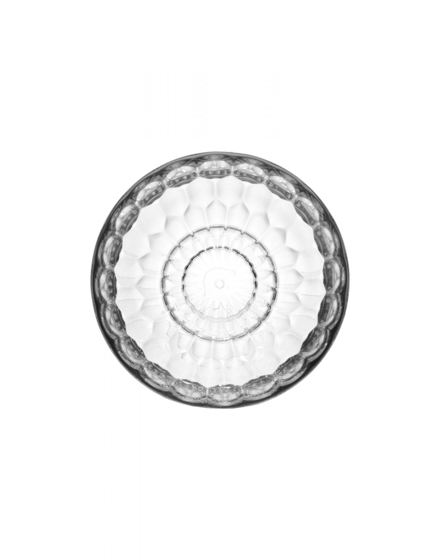 Nahaufnahme des glasklaren Kartell Jellies Coat Hangers Garderobenhakens mit dekorativem, facettiertem Design.