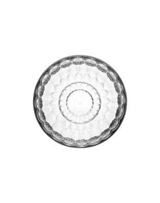 Nahaufnahme des glasklaren Kartell Jellies Coat Hangers Garderobenhakens mit dekorativem, facettiertem Design.