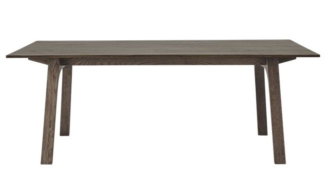 Muuto Earnest Esstisch ausziehbar aus Holz, rechteckige Tischplatte und vier Tischbeine in Braun.