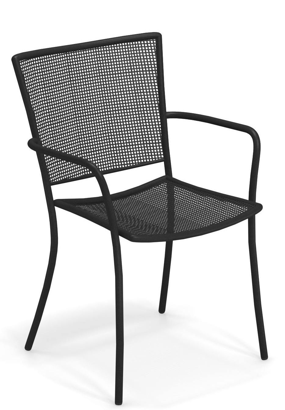 Athena Armchair, schwarzer Armlehnstuhl für den Außenbereich, Kaffee, Emu, Einzelstück, Metall, modernes Design.