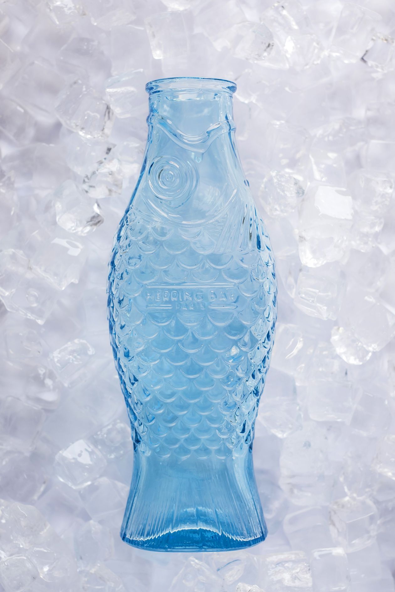 Fles met vismotief, blauw, Serax