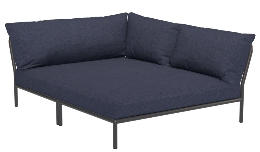 Level 2 Cozy Corner Sofa von Houe für den Außenbereich in Dunkelblau mit Stahlrahmen.