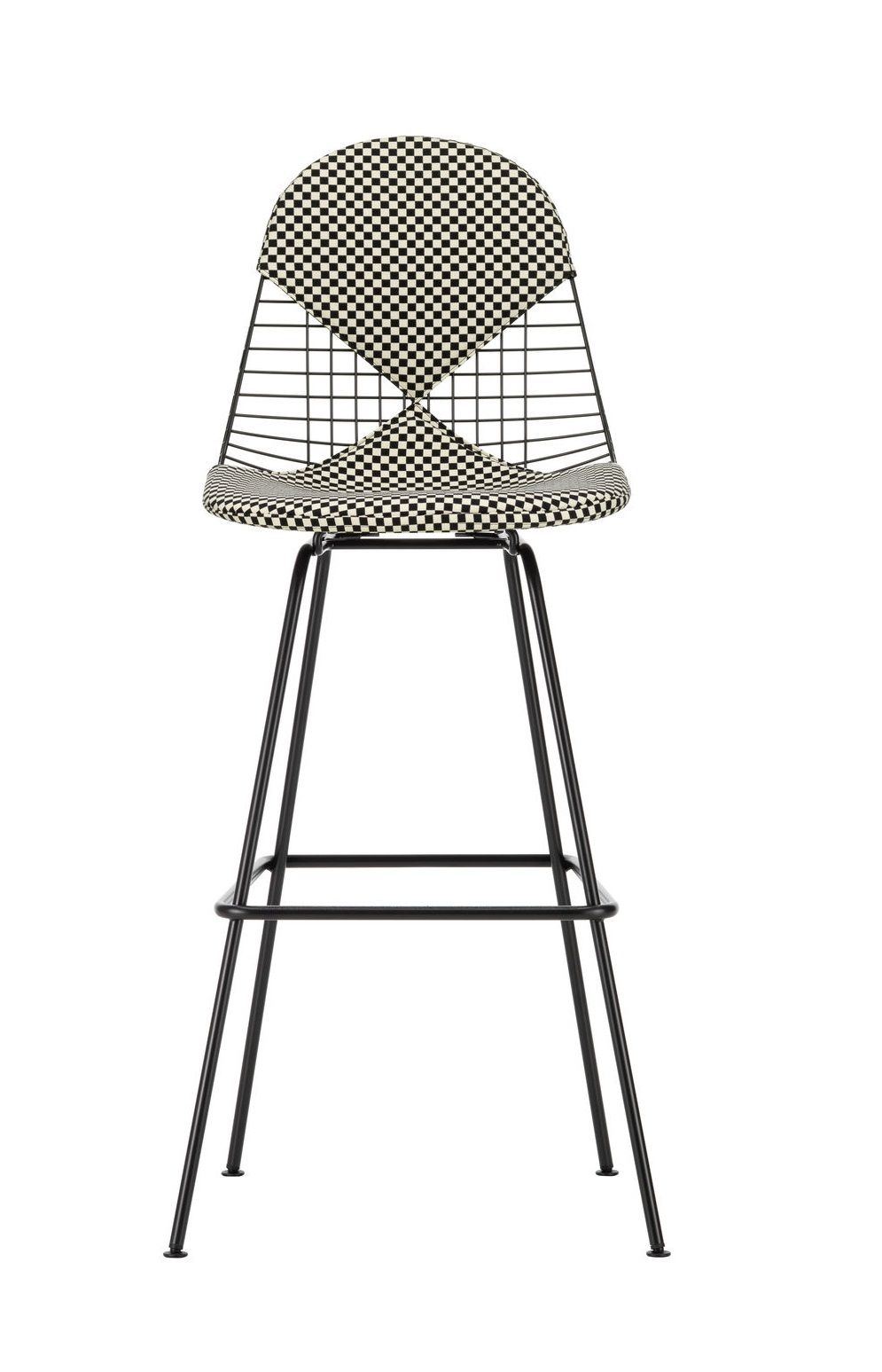 Eames Wire Bar Stool hoge barkruk met zit- en rugkussens van Vitra