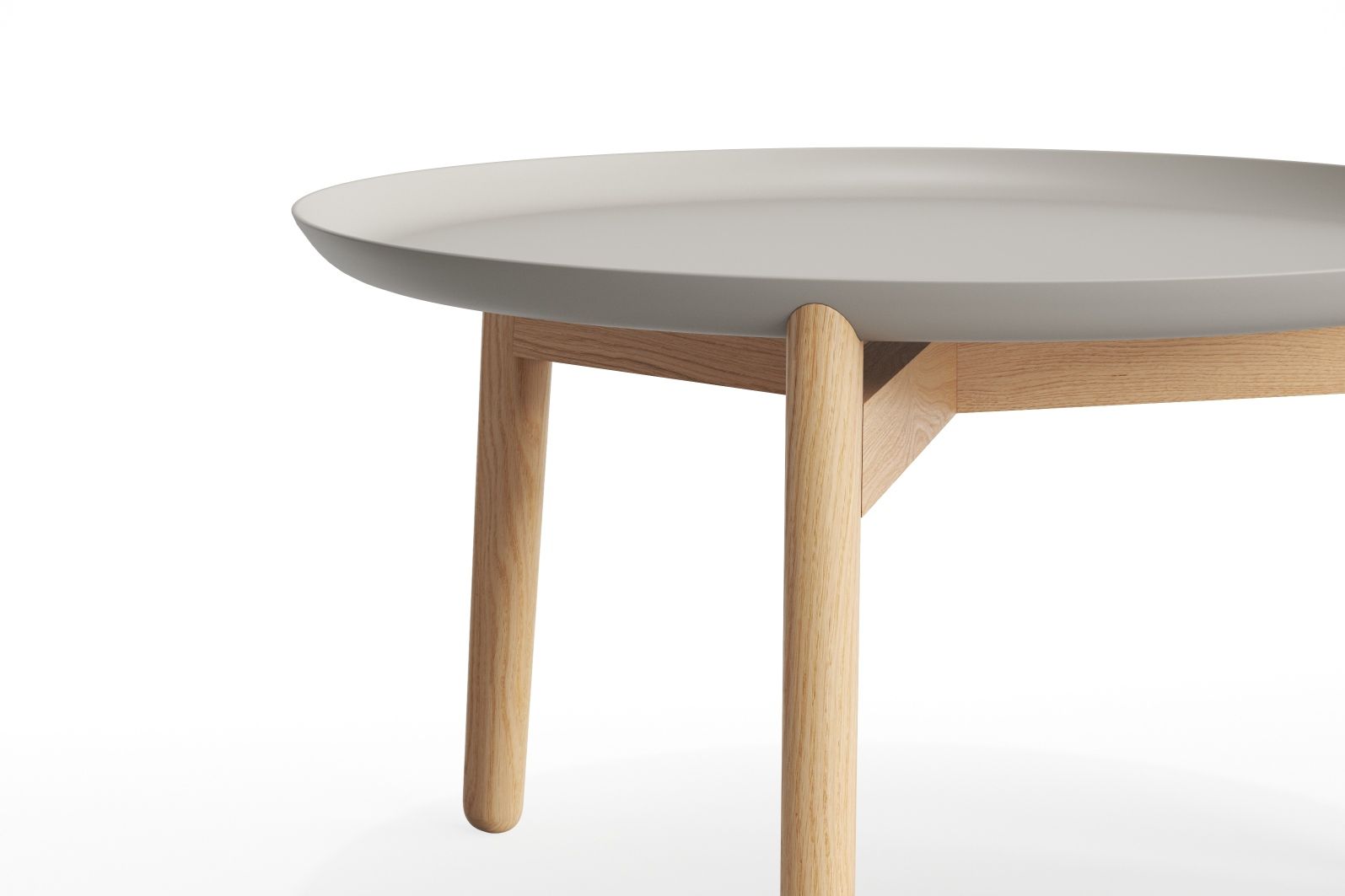 Detailansicht des Plaisir 2 Beistelltisches: Graue Aluminiumplatte mit hellem Holzgestell. Moderner kleiner Tisch.