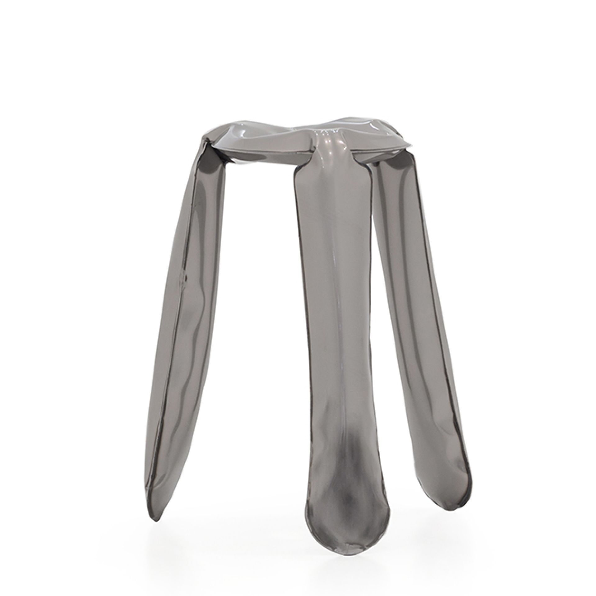 Grauer Plopp Hocker von Zieta aus Stahl, moderner Design Hocker für Küche und Wohnbereich.