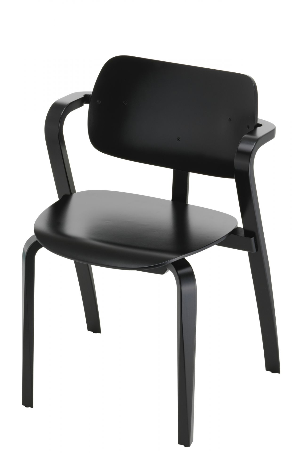 Aslak Stuhl von Artek, grau lackiert, mit Armlehnen, skandinavisches Design für Wohnzimmer und Büro.