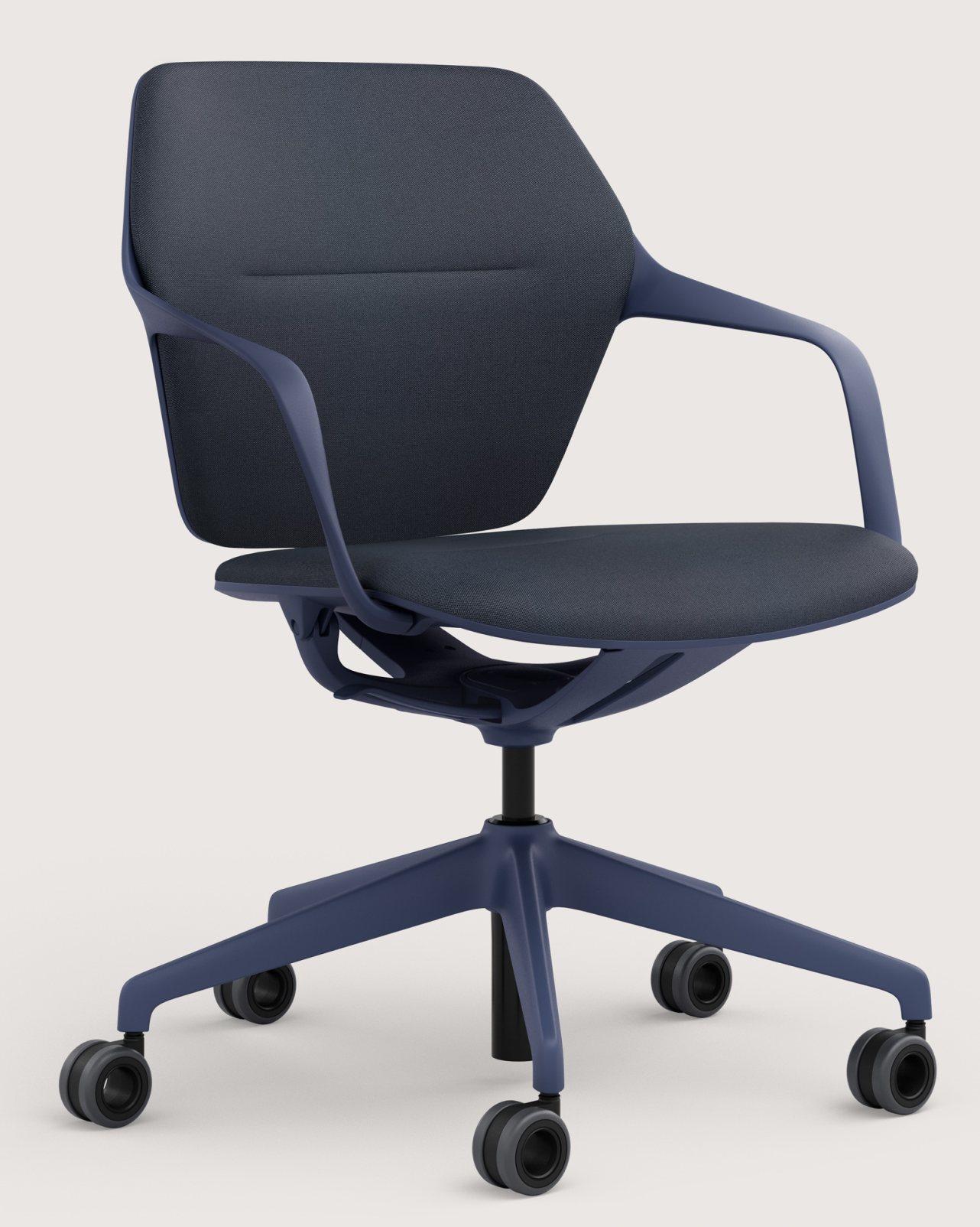 Ray Work Bürodrehstuhl von Brunner in Blau: Ergonomischer Drehstuhl mit Armlehnen und Rollen für das Büro.
