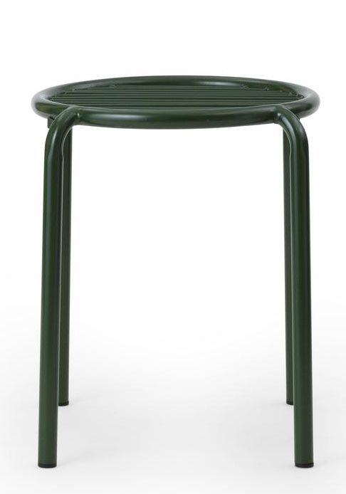 Normann Copenhagen Vig Stool Hocker für den Außenbereich, dunkelgrün, minimalistisches Design, Sitzfläche mit Streben.