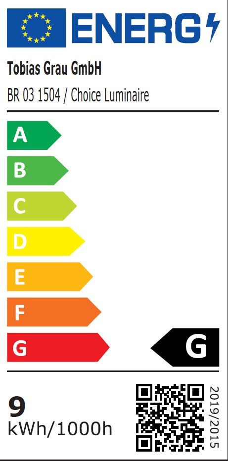 Energieeffizienzlabel der Sun Pendelleuchte Grau von Tobias Grau GmbH, Energieklasse A bis G.