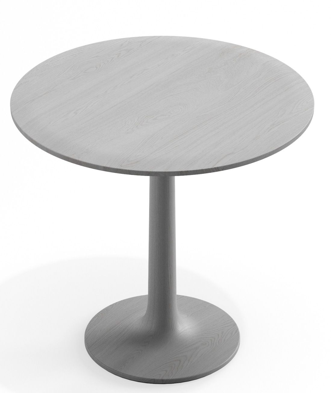 Turntable Couch Beistelltisch von Zeitraum, runder Holztisch in Grau mit zentralem Fuß.