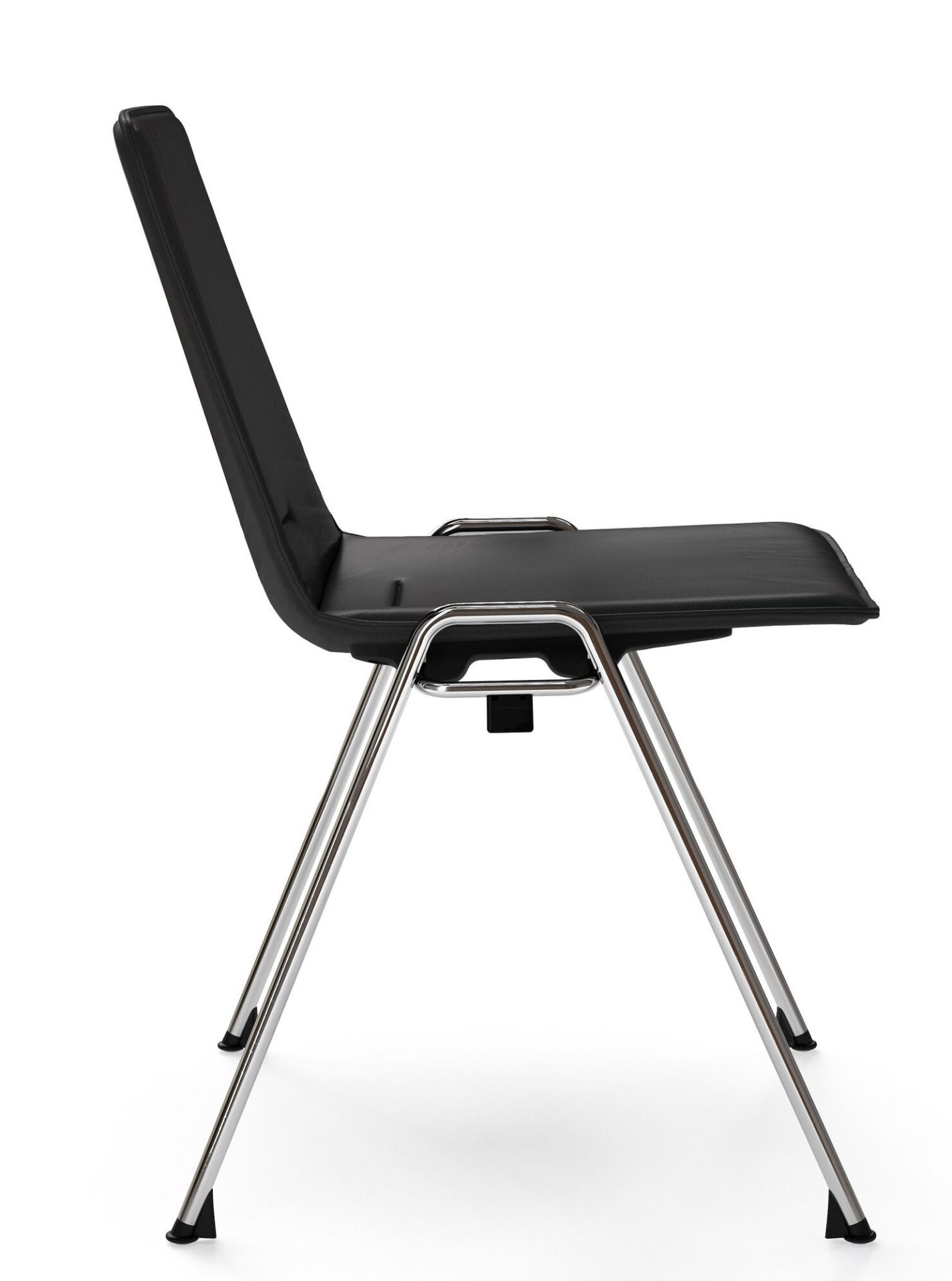 Schwarzer 1650 Yunity Chair Stuhl von Walter Knoll mit verchromtem Stahlgestell, Seitenansicht.