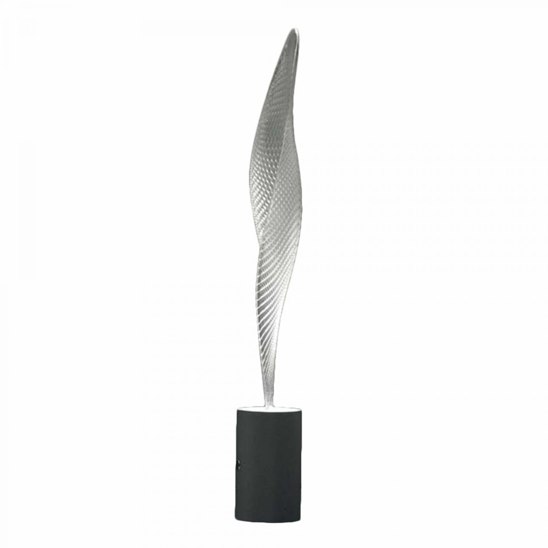 Cosmic Leaf Stehleuchte von Artemide: Moderne Bodenleuchte mit spiralförmigem Lampenschirm und schwarzem Sockel.