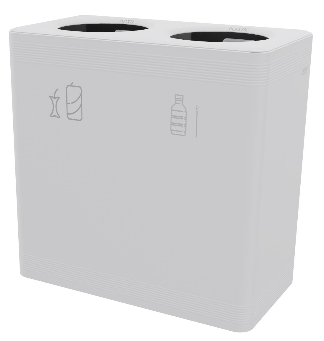 Weißes Ditch 2 Abfalltrennsystem Functionals mit zwei Fächern für Müll und Plastik, ideal für die Küche.