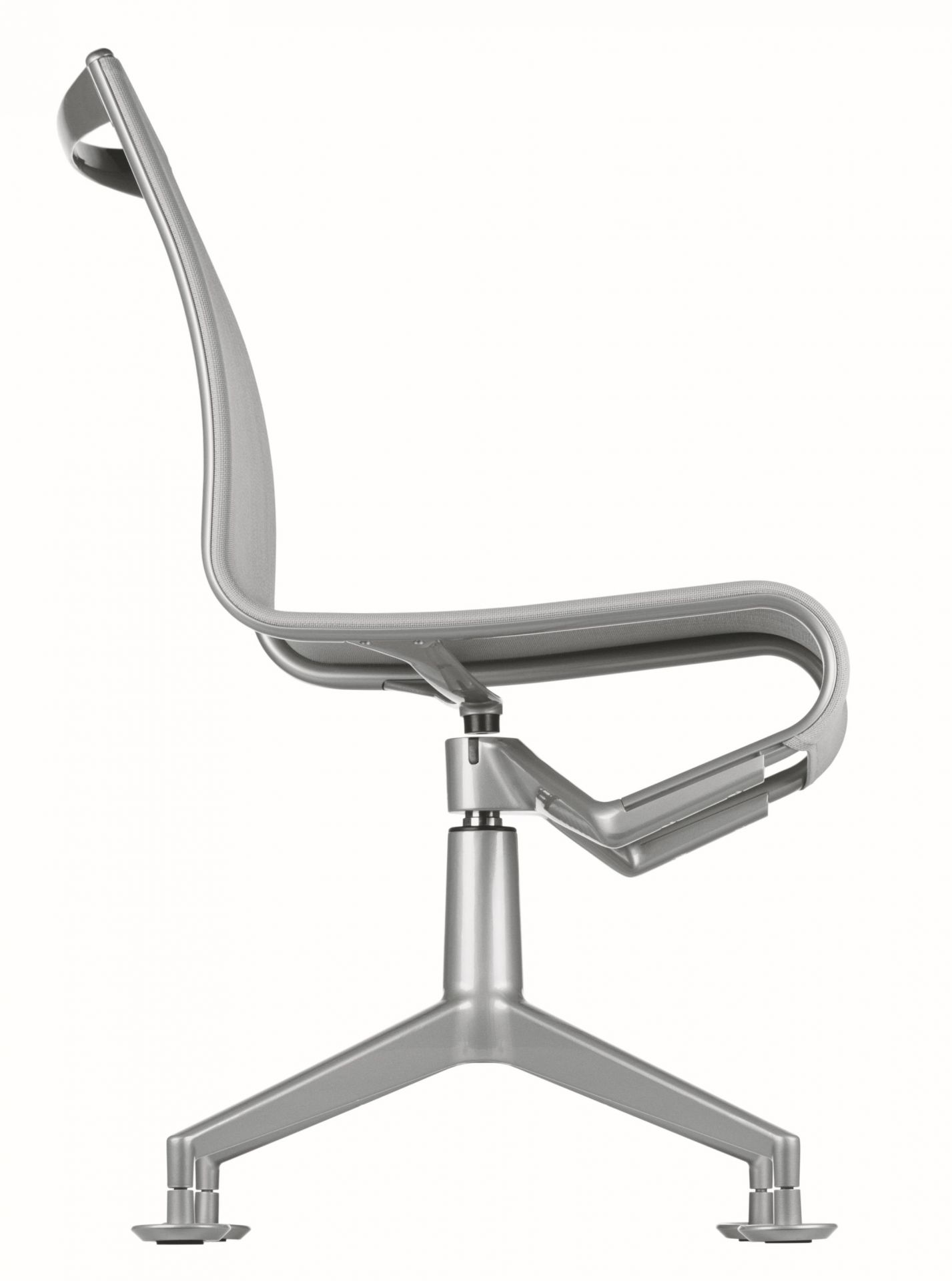 Meetingframe Drehstuhl Alias 436/437 in Silber, ergonomischer Bürostuhl mit Netzrücken und modernem Design.