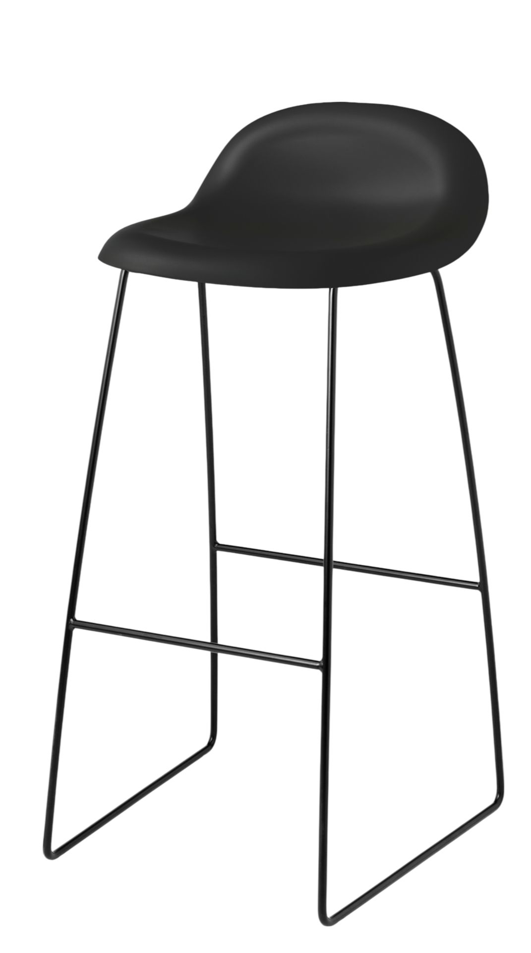 3D-barkruk 75 zwart - Sledge Base kunststof glijders Gubi