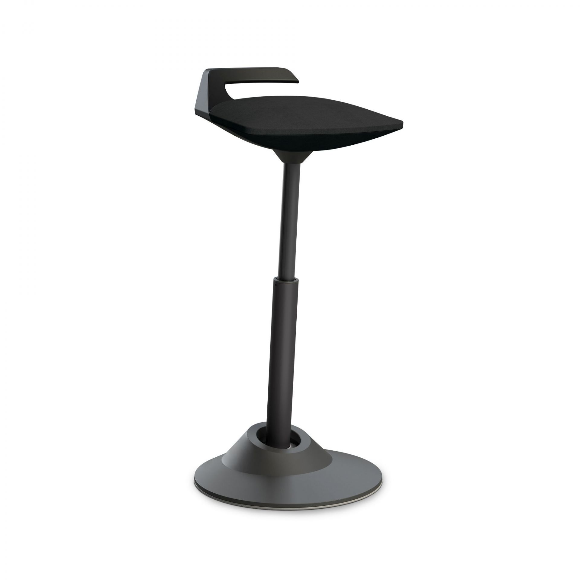 Schwarzer, höhenverstellbarer Stehpult-Aufsatz für Laptops und Tablets, ideal für ergonomisches Arbeiten im Büro oder Homeoffice.