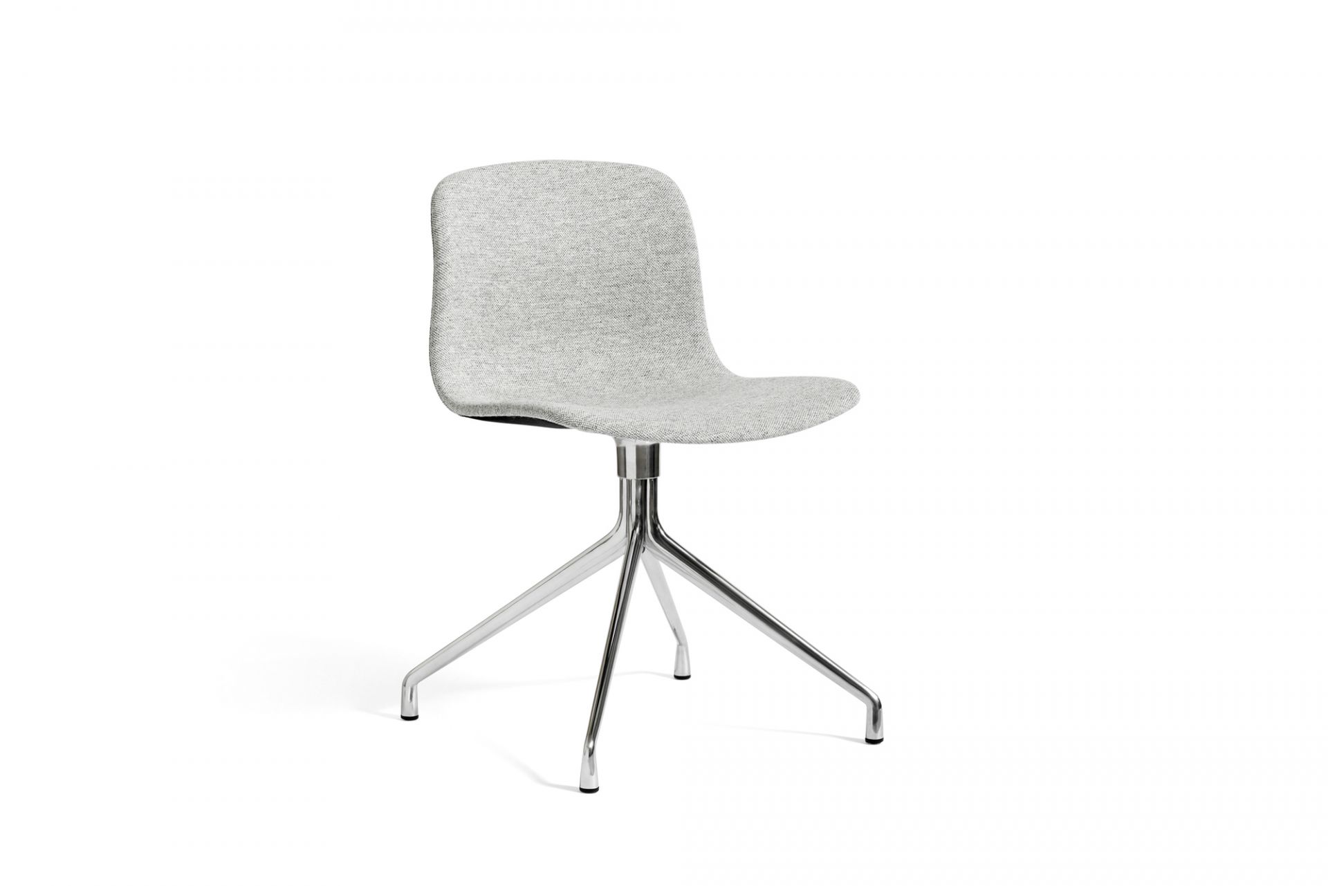 About a Chair AAC11 Stuhl von Hay mit grauem Vollpolster und Drehgestell aus Chrom.