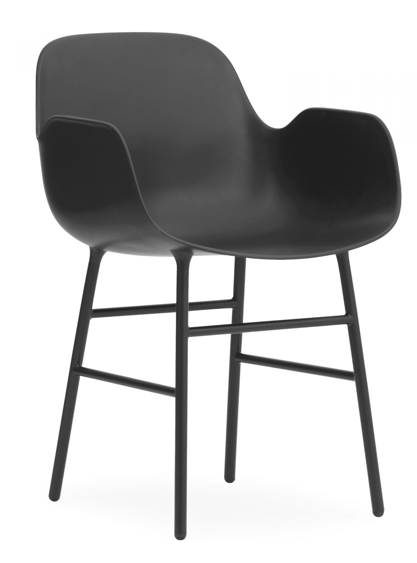 Grauer Form Armchair Lehnstuhl von Normann Copenhagen mit Stahlgestell, moderner Sessel für Wohnzimmer.