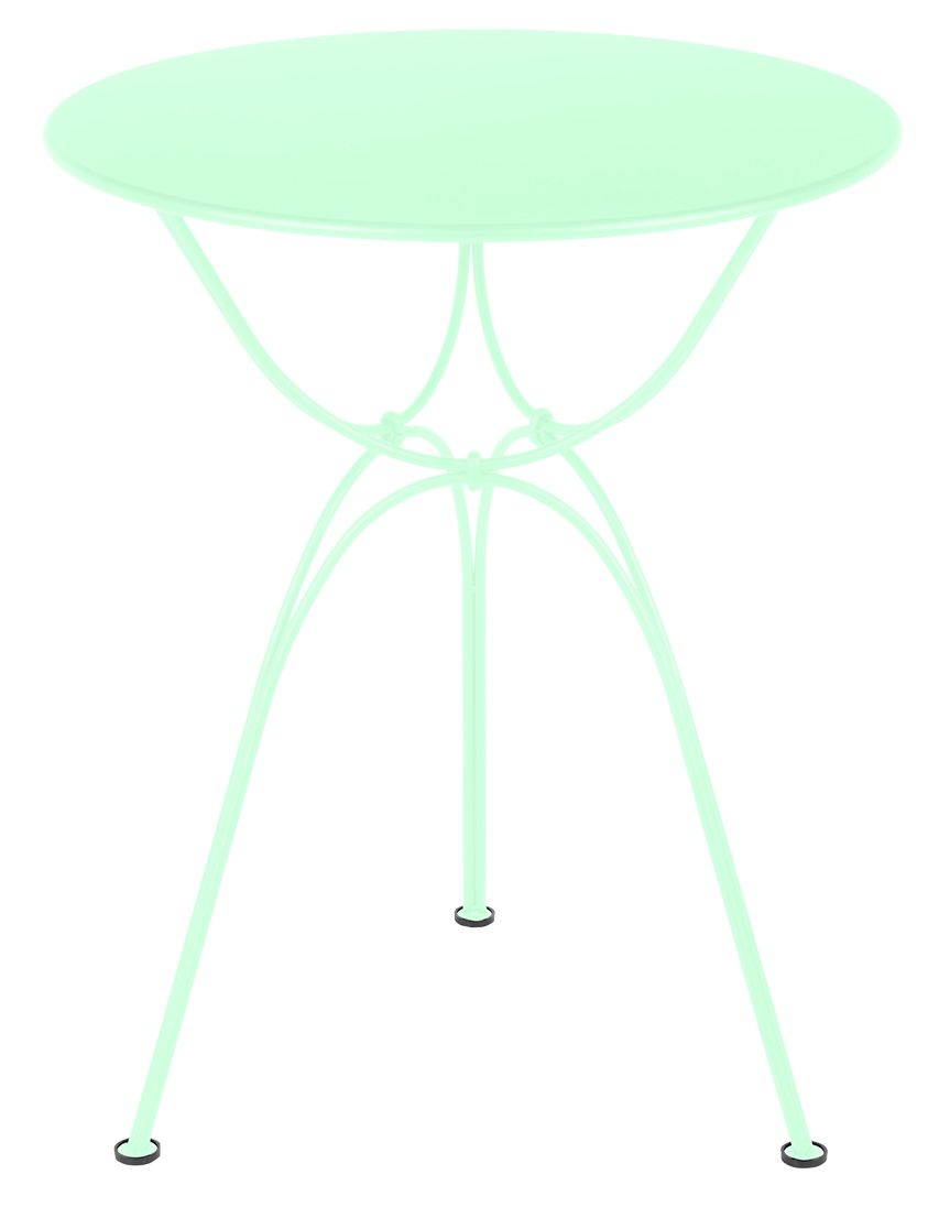 Airloop Tisch Ø 60 cm von Fermob, runder Outdoor Tisch in Mintgrün mit filigranem Stahlgestell.