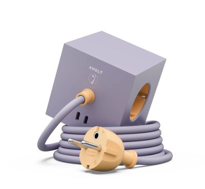 Square 1 - Avolt x Bauhaus stopcontactblok met USB-C, gelimiteerde editie Lavender Glow, dfp Design