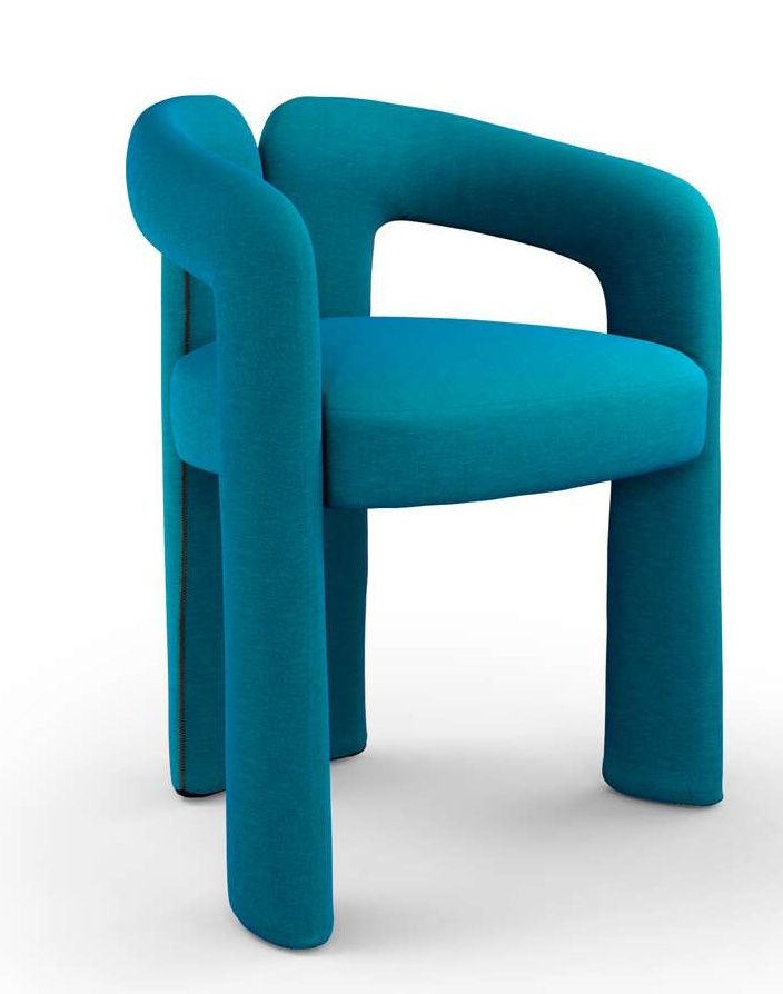 Blauer 562 Dudet Sessel von Cassina: Moderner Polstersessel mit abgerundeten Formen und Stoffbezug.