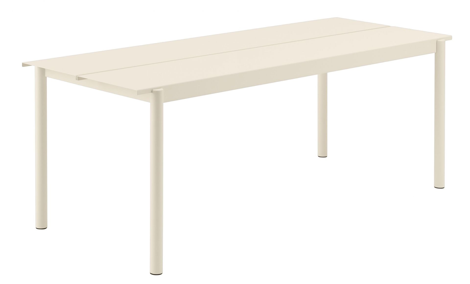 Muuto Linear Steel Outdoor Tisch in Grau, 200x75 cm, moderner Gartentisch aus Stahl.
