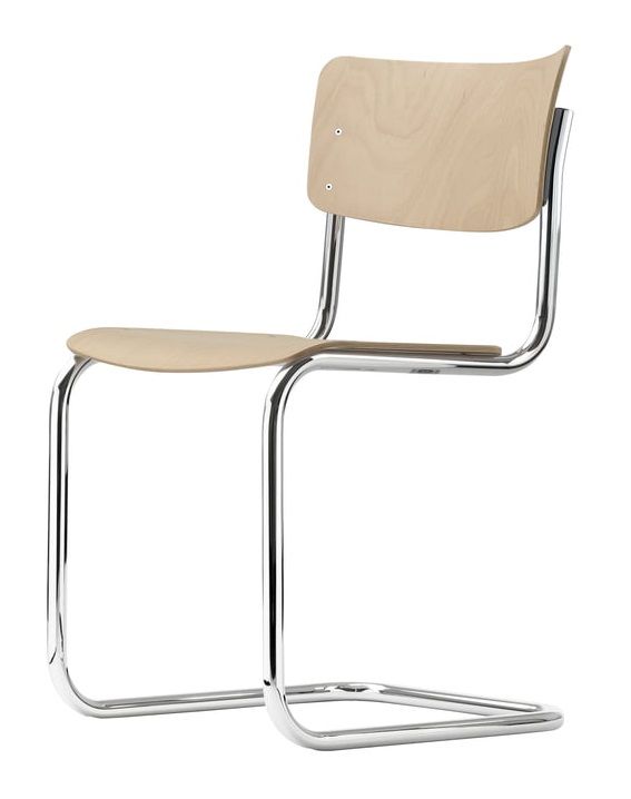 S 43 Klassieke stalen buisstoel met vrijdragende poten, beuken, CHROOM/NATUUR, Thonet VOORKEURSCOMBINATIE