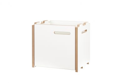 Tojo Halbstark Anbaumodul mit Tür links, weißes Regalmodul aus Holz für flexible Regalsysteme.