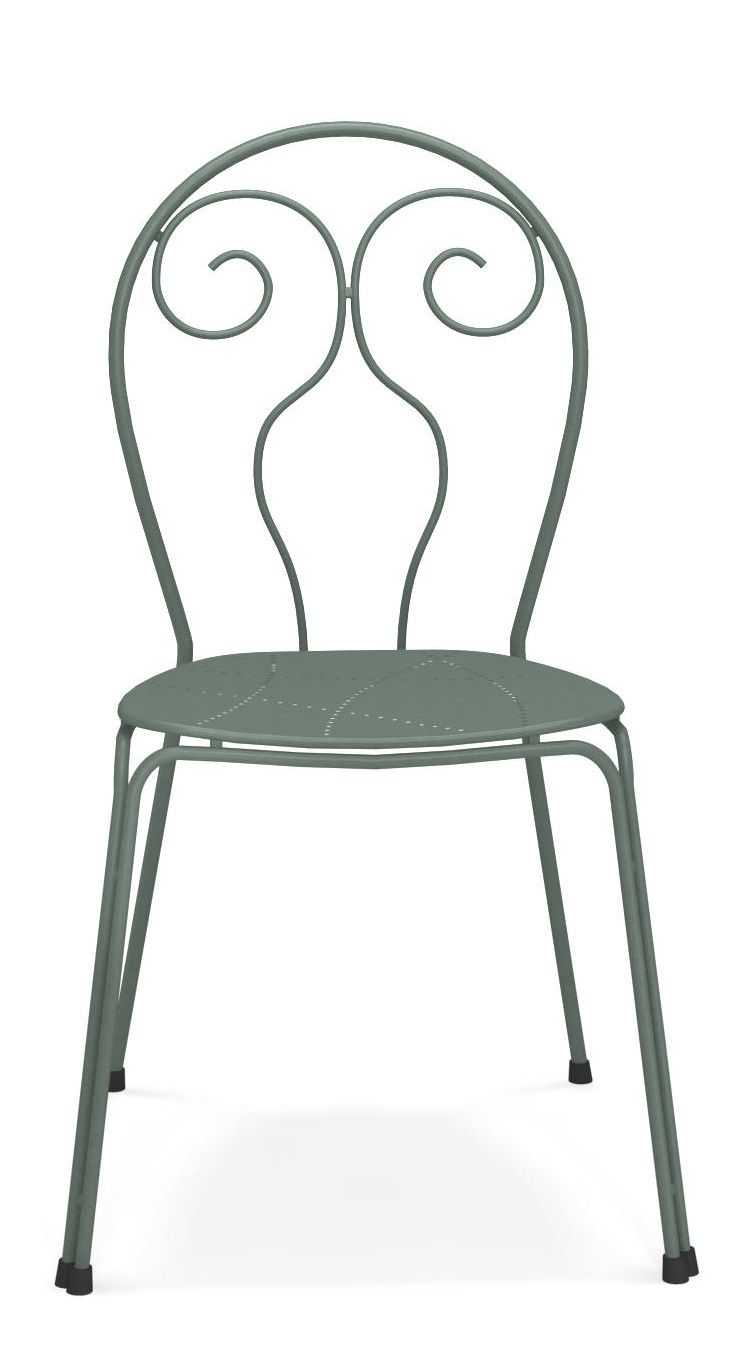 Caprera Stuhl Outdoor Emu: Grüner Metallstuhl für den Garten oder die Terrasse, modernes Design.