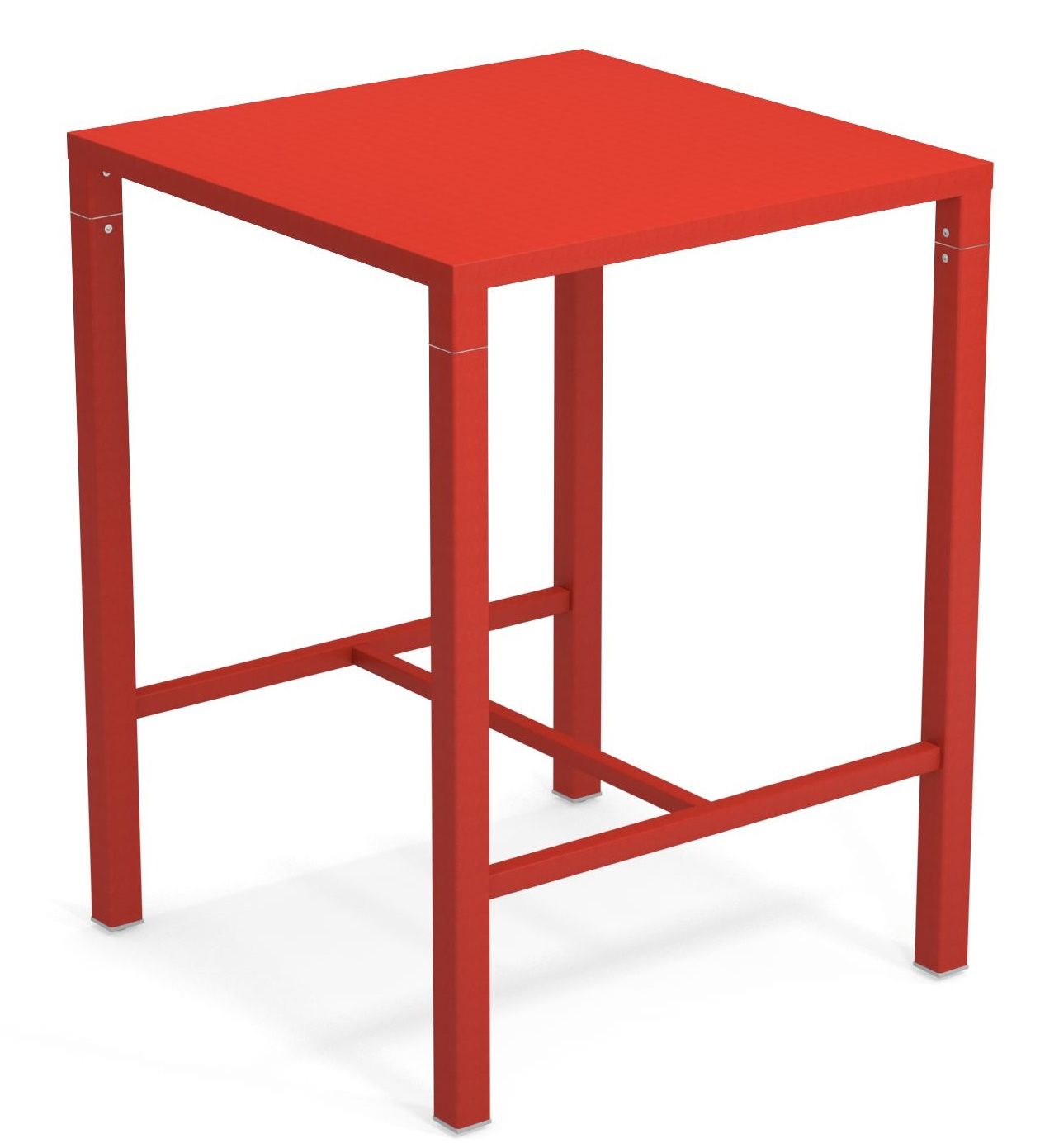Roter Nova Hochtisch Outdoor von Emu mit quadratischer Tischplatte und minimalistischem Design für den Garten.
